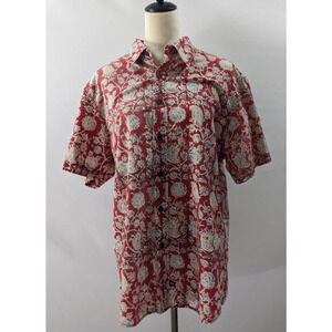 Polo Jeans Company Ralph Lauren Short Sleeve Button Down Large Red Floral Print